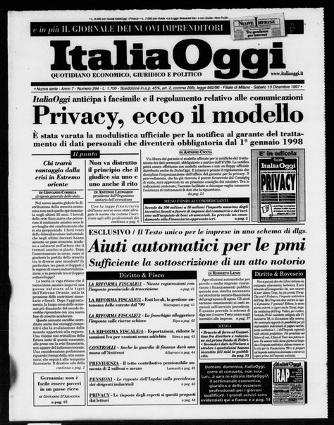 Italia oggi : quotidiano di economia finanza e politica